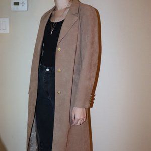 Women's Tan Suede Long Coat